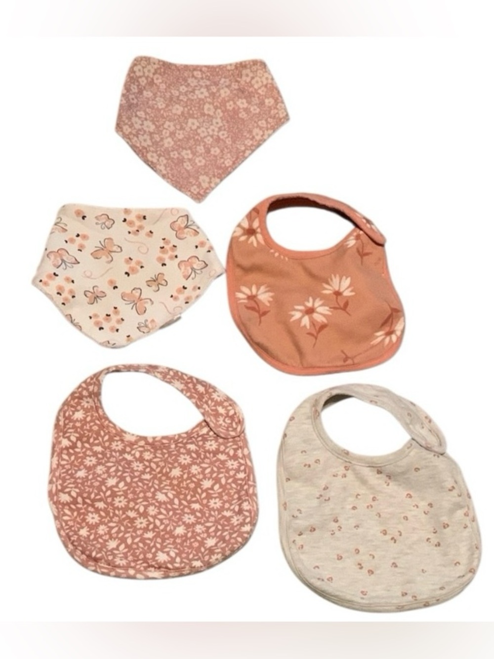 Handkerchief Bibs Other Baby Bibs Lot Carter’s Ava Olivia Pink White Butterflies